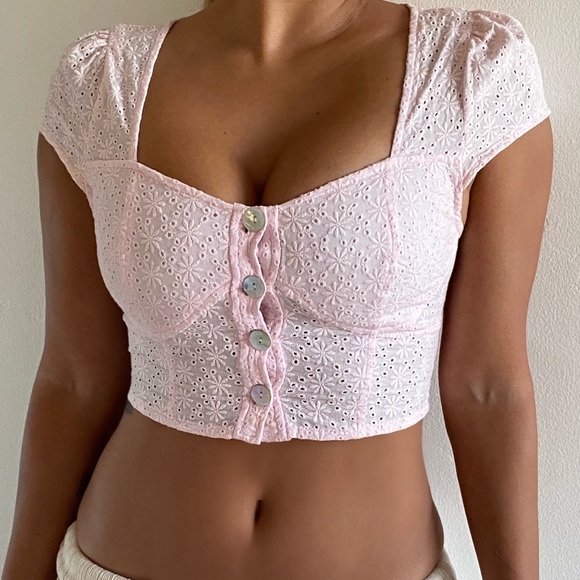 Cotton Candy Tops - Pastel Pink Crop Top Small